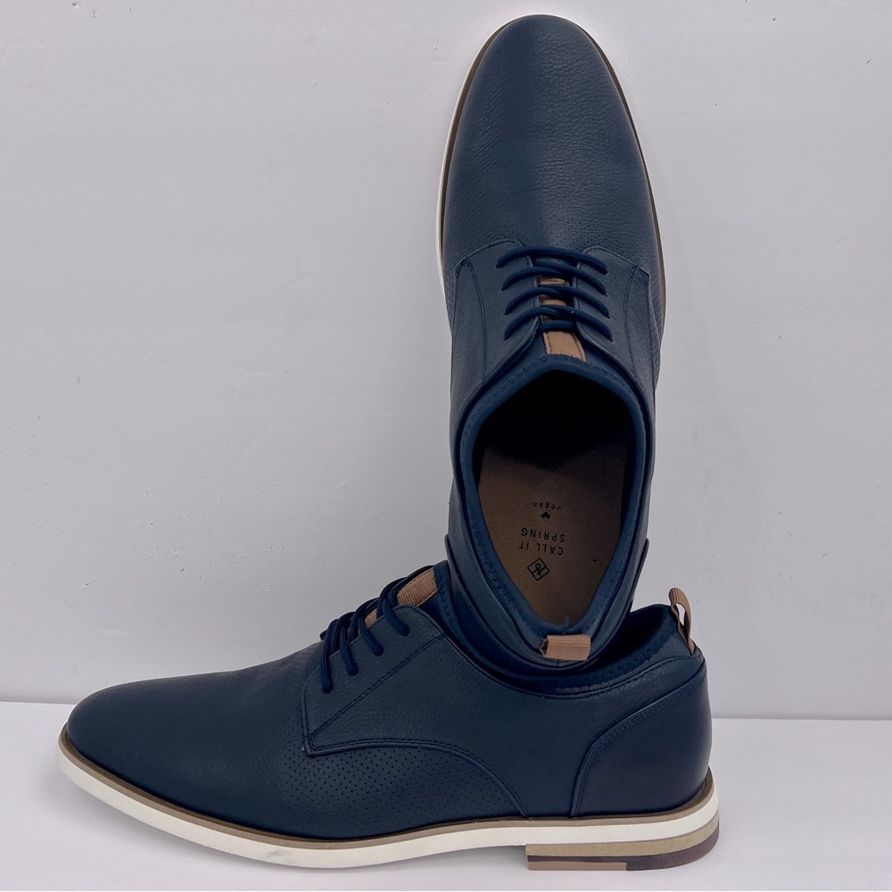 CALL IT SPRING MEN’S VEGAN SHOES, NAVY BLUE WITH WHITE DECORATIVE WHOTE SOLE,9